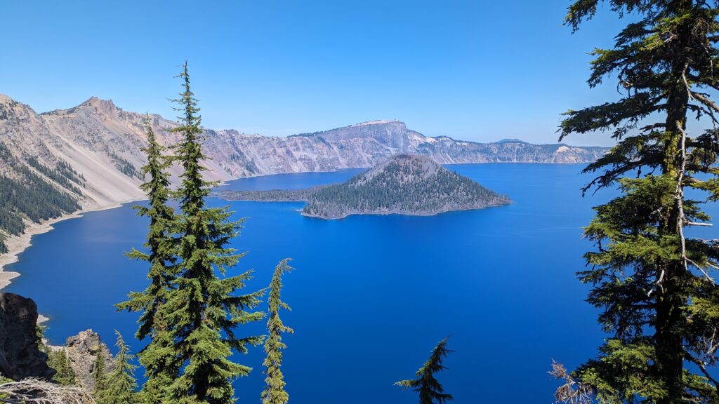 Scenic view of Crater Lake at Crater Lake National Park, Oregon