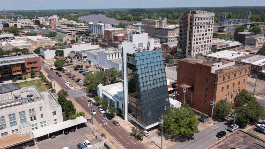 Afternoon view of the historic skyline of downtown Alexandria, Louisiana, USA.