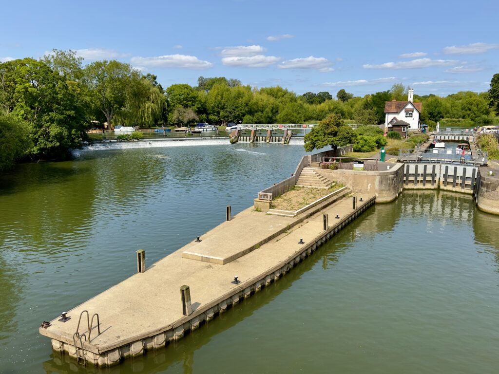 Goring Lock and Weir on the River Thames in South Oxfordshire, England