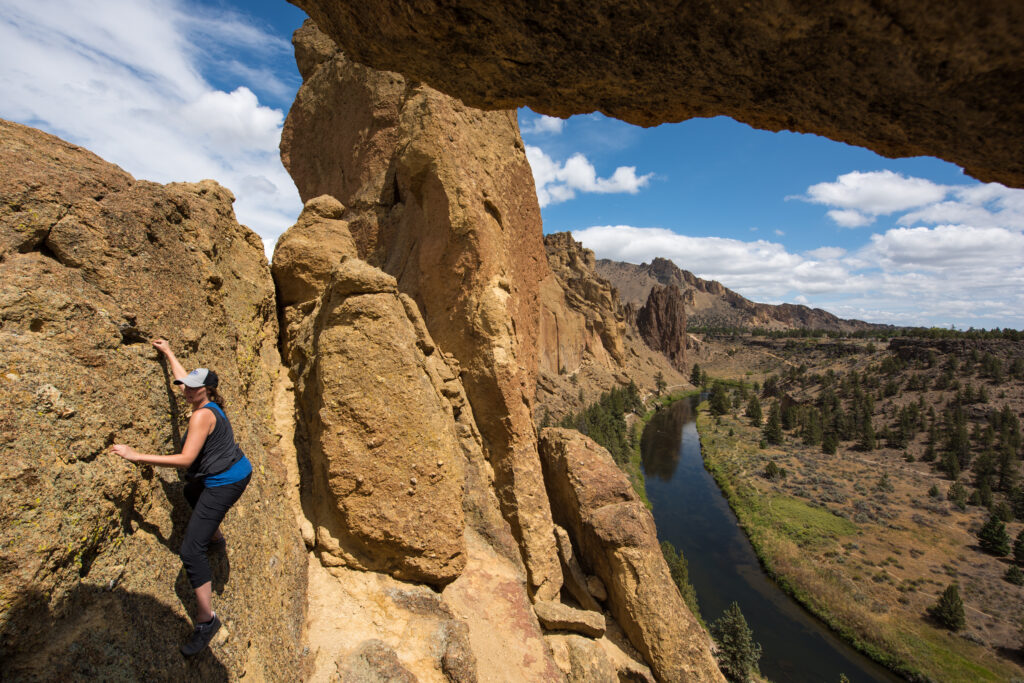 Girl Rock Climbing Smith Rock State Park, Bend Oregon.
