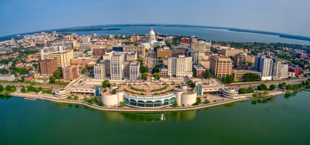 Aerial View of the Downtown Skyline of Madison, Wisconsin