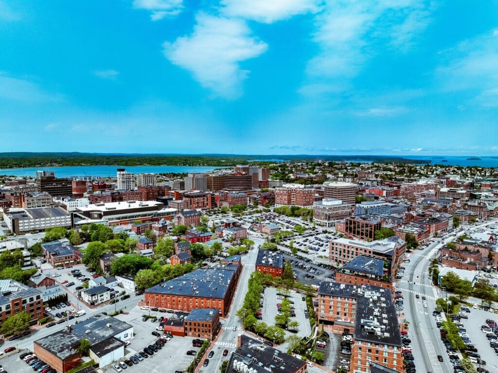 Aerial photo of Portland Maine on Summer Day