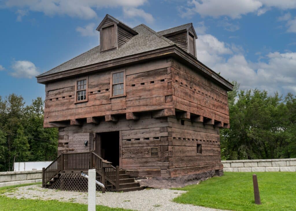 Fort Kent Blockhouse. American fortification built during border tensions with neighboring New Brunswick known as the Aroostook War. Maine Acadian Culture affiliated area of National Park Service.