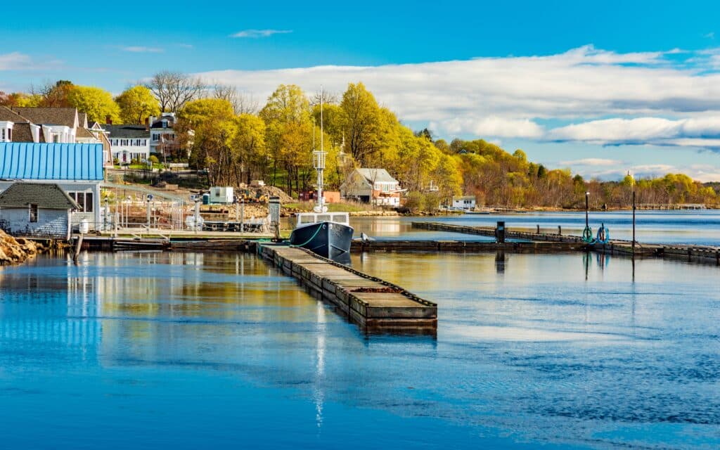 Maine Bath Kennebec River in autumn
