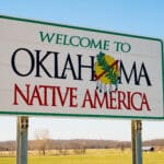 Welcome ot Oklahoma Sign on a sunny blue sky day