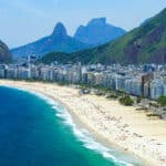 Copacabana beach in Rio de Janeiro, Brazil. Copacabana beach is the most famous beach of Rio de Janeiro, Brazil