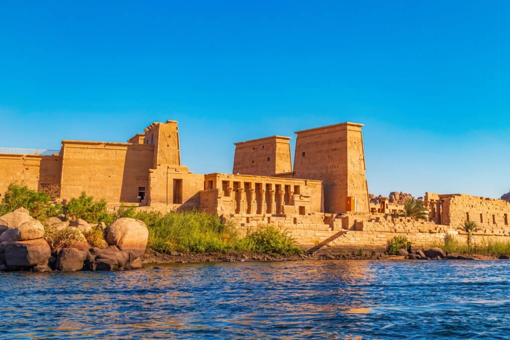 Temple of Isis on the island of Philae. Travel and tourist attractions. Aswan, Egypt