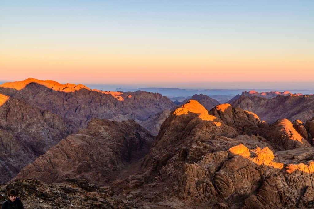 Sunrise at mount Sinai. Sinai peninsula, Egypt