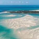 An Island in Vilankulo, Mozambique, Africa As Seen From Above, Surrounded by Sand and Water