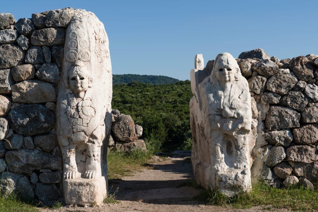Sphinx Gate at Hattusa which is an ancient city located near modern Bogazkale in the Corum Province of Turkey’s Black Sea Region.