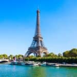 Eiffel Tower or Tour Eiffel is a wrought iron lattice tower on the Champ de Mars in Paris, France