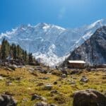 A stunning landscape capturing the Nanga Parbat, the world's ninth-highest mountain (8,126 m or 26,660 ft),from Beyal camp in Chaiklas, Gilgit-Baltistan, Pakistan.