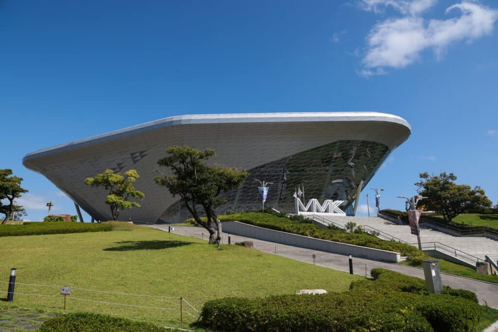 The Sky Capsule ride provides scenic coastal views in Busan