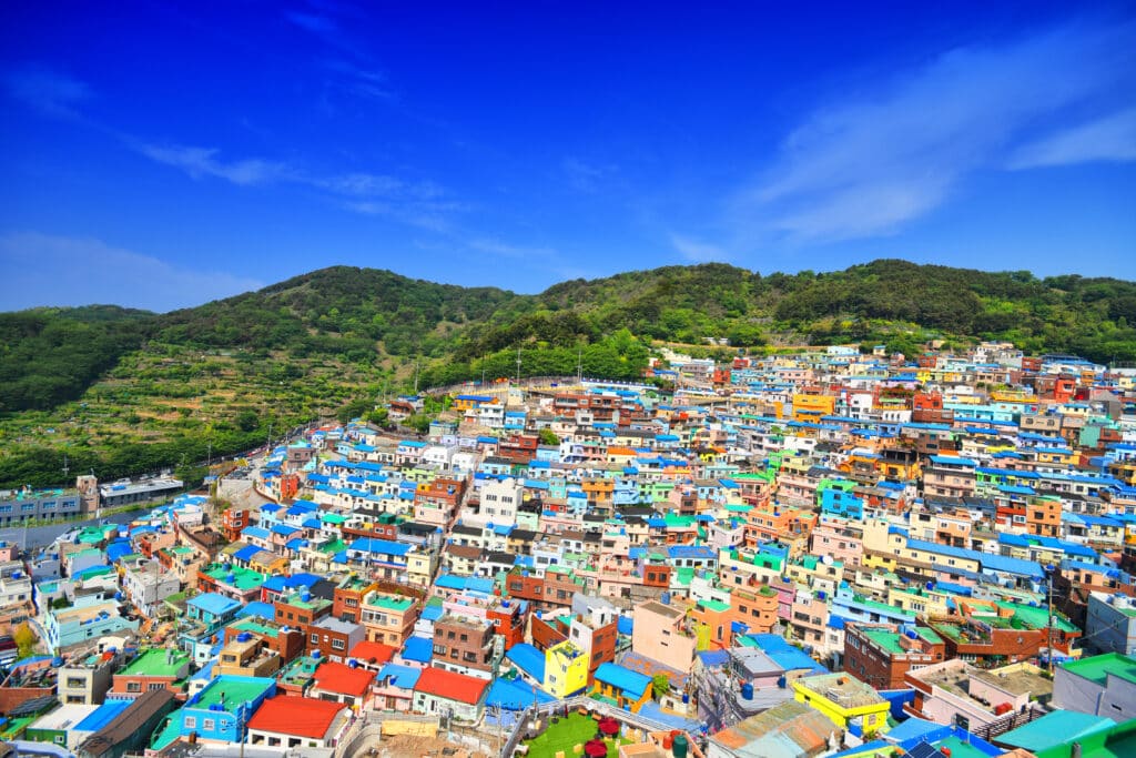 Colorful hillside houses in Gamcheon Culture Village Busan