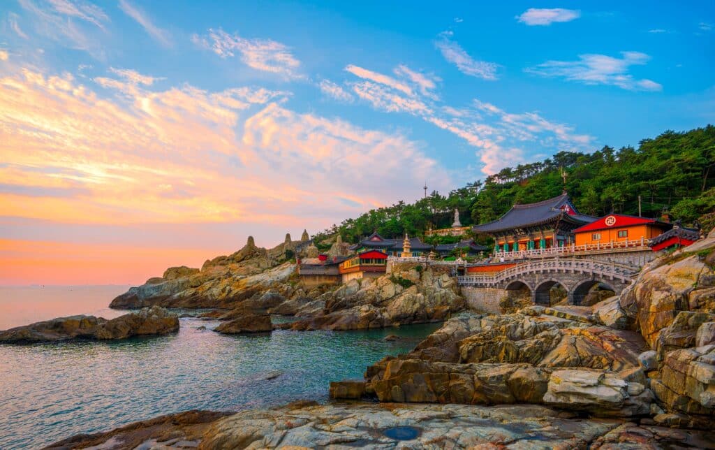 Haedong Yonggungsa Temple on rocky coastline in Busan