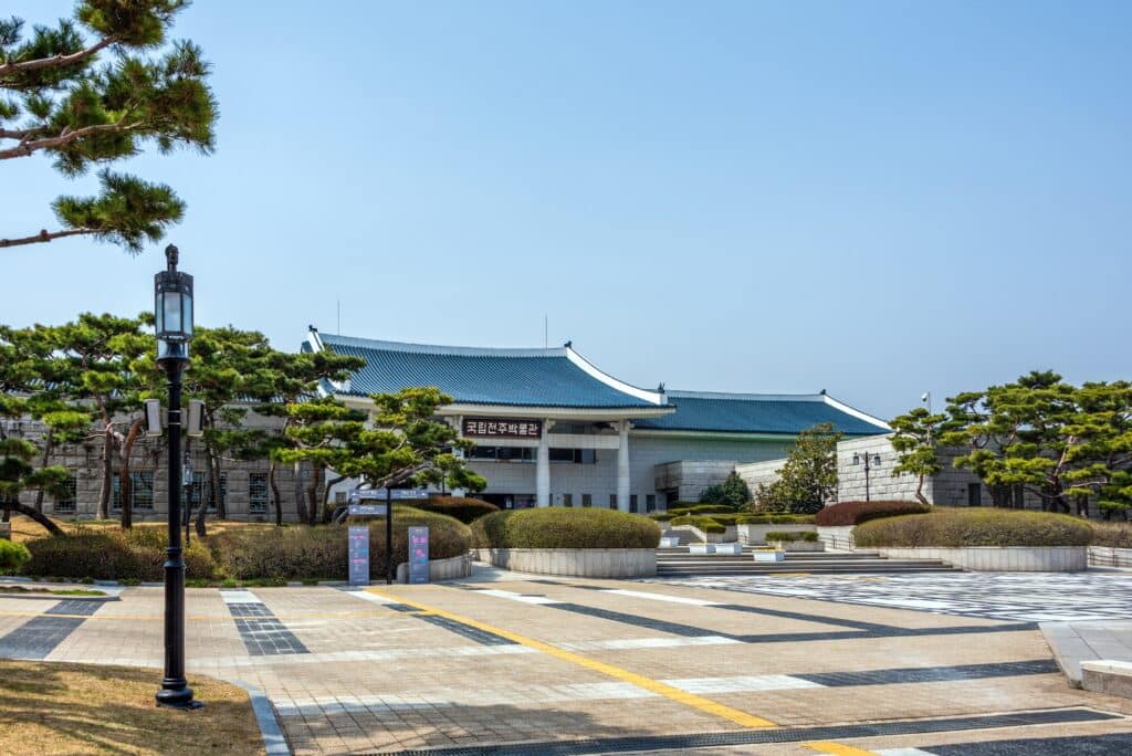 Exterior of Jeonju National Museum with traditional Korean architecture