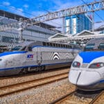 KTX high-speed train at station in South Korea