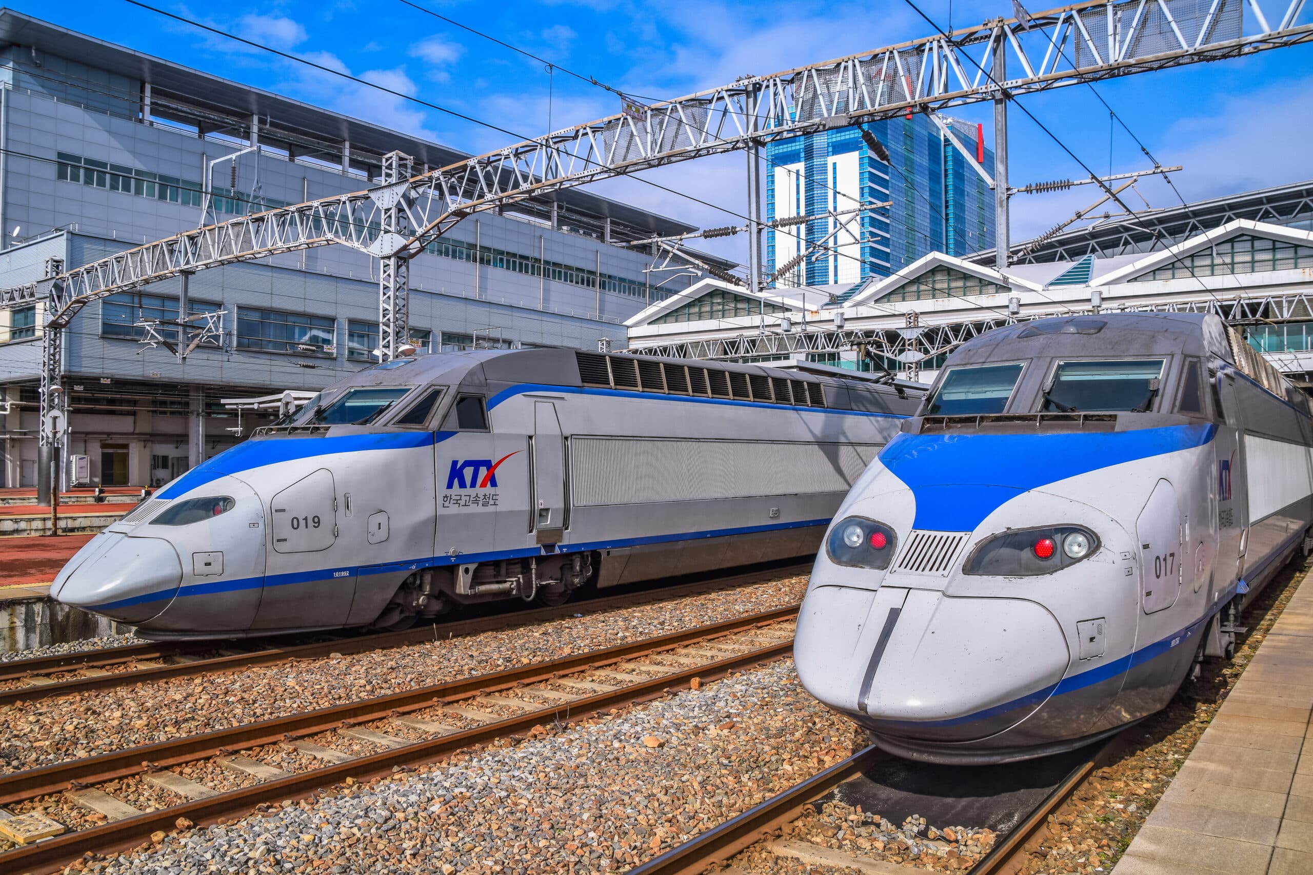 KTX high-speed train at station in South Korea