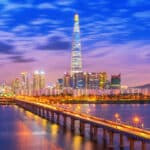 Lotte World Tower skyline in Seoul South Korea