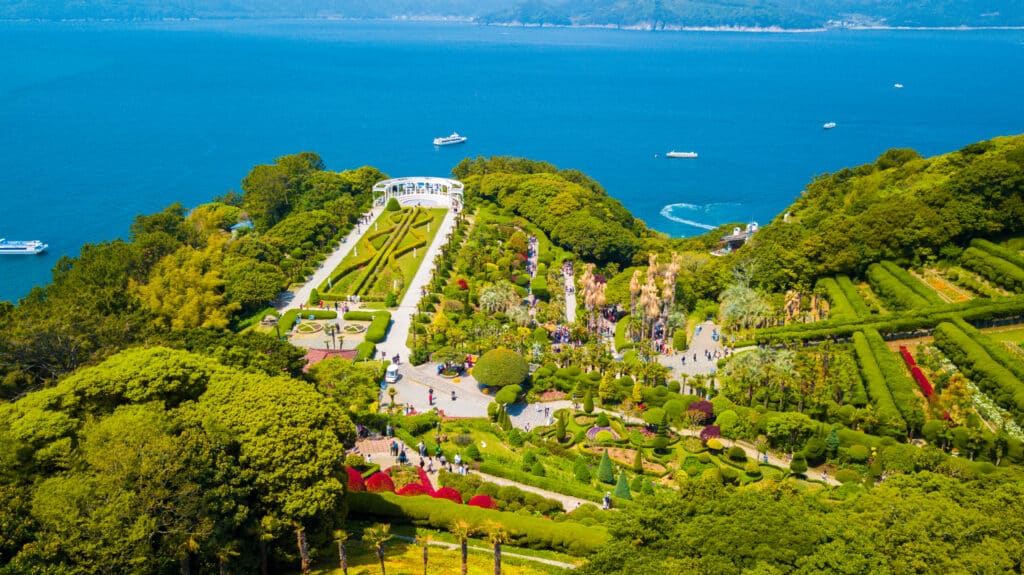 Oedo Botania botanical garden on Geoje island overlooking the sea
