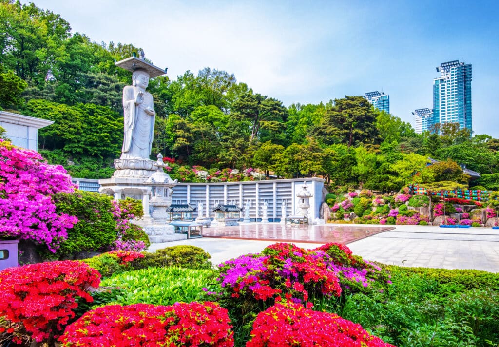 bongeunsa temple in spring at seoul city south Korea