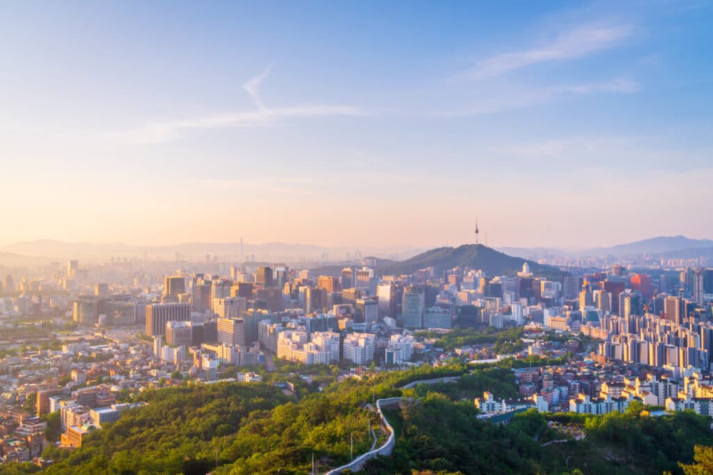 Sunrise of Seoul City Skyline,South Korea.