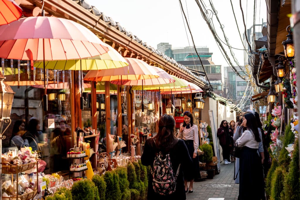 View of Ikseon-dong Street, where retro-style cafe restaurants are clustered
