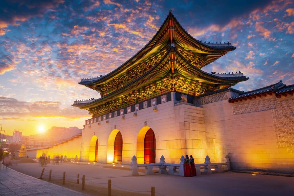 Gyeongbokgung Palace in sunset is beautiful, Seoul, South Korea.