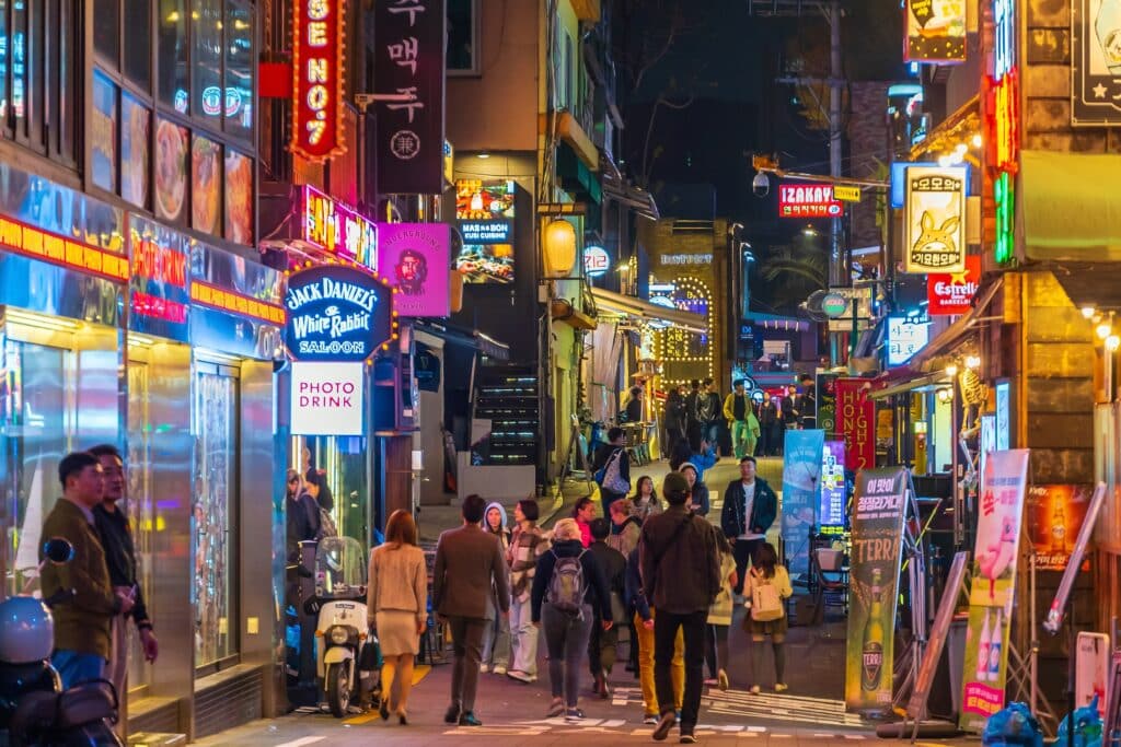 Crowds at Itaewon district nightlife in Seoul