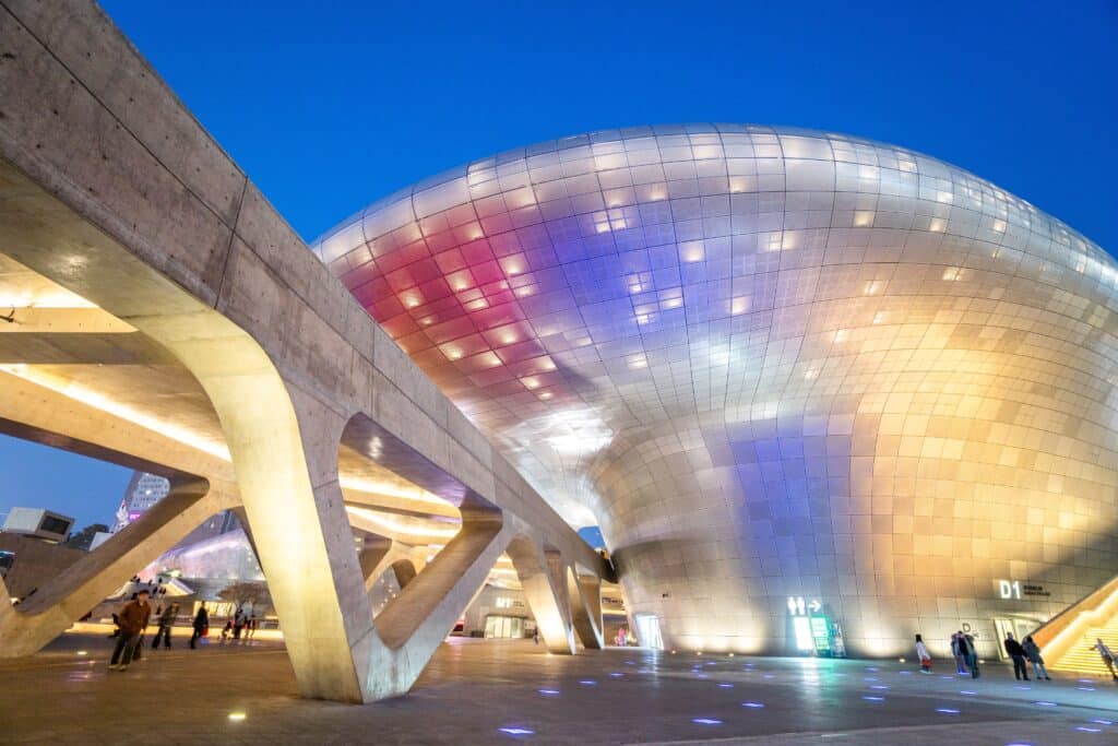 Dongdaemun Design Plaza, designed by the famous architect Zaha Hadid