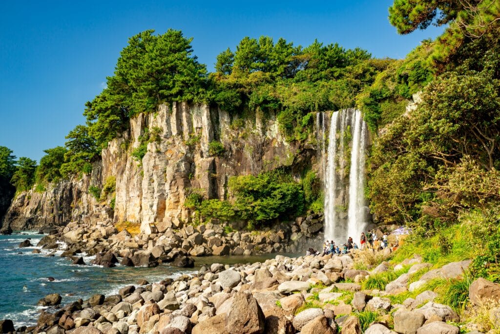Jeongbang Waterfall in Seogwipo, Jeju, South Korea