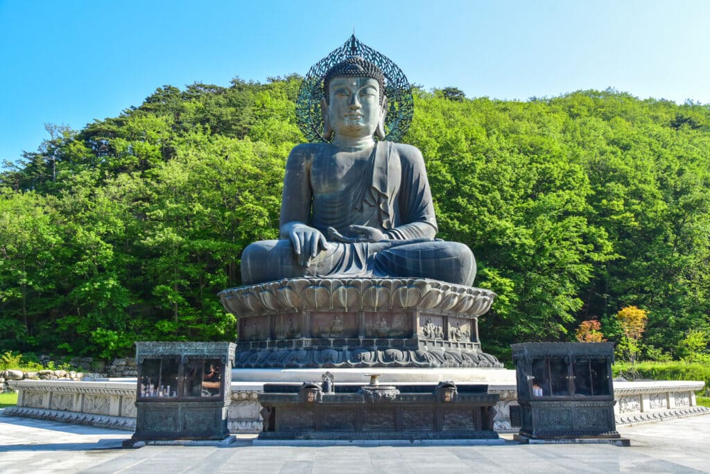 Giant Bronze Buddha Statue at Sinheungsa Temple in Seoraksan National Park
