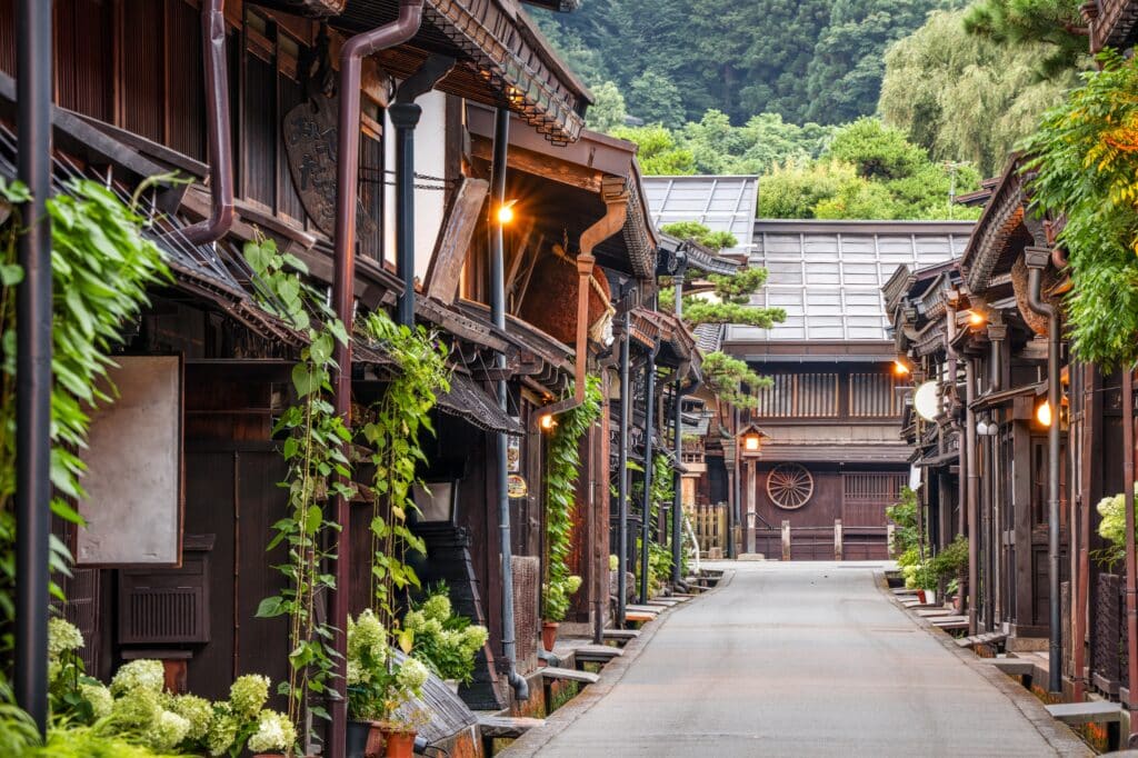 Traditional wooden buildings in Takayama Old Town, Japan