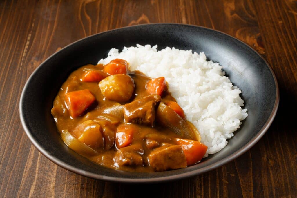 Japanese curry rice with vegetables and thick sauce