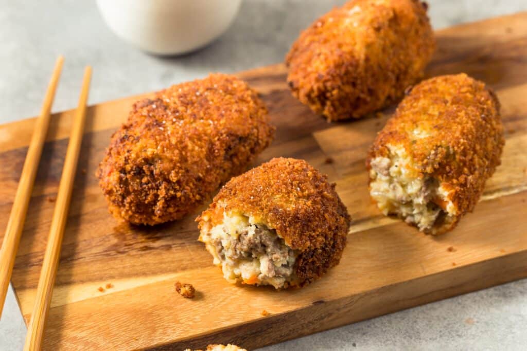 Korokke Japanese croquettes with crispy breadcrumb coating