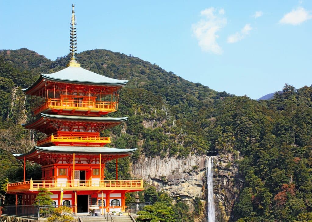 Kumano Nachi Taisha shrine with Nachi waterfall in Yoshino-Kumano