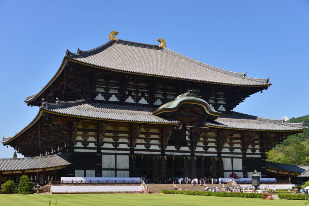 Todai-ji temple in Nara with large wooden hall housing the Great Buddha