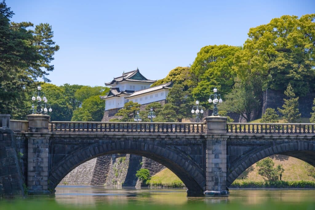 Imperial Palace bridge Tokyo with historic stone architecture