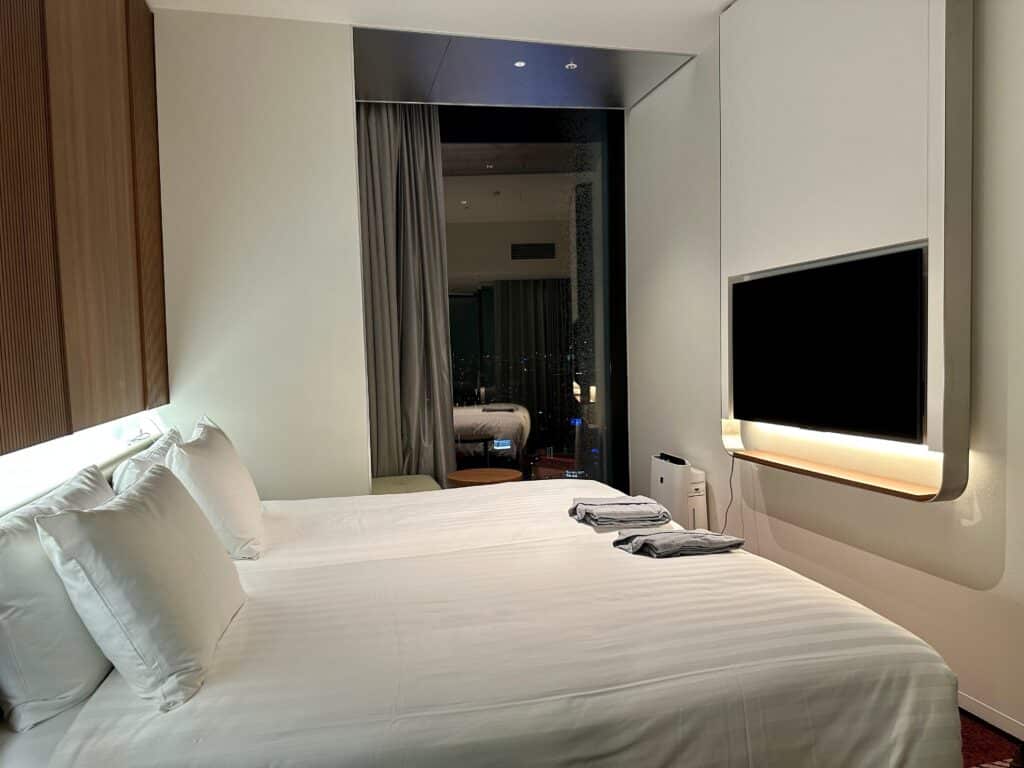 Modern mid-range hotel room in Tokyo with bed