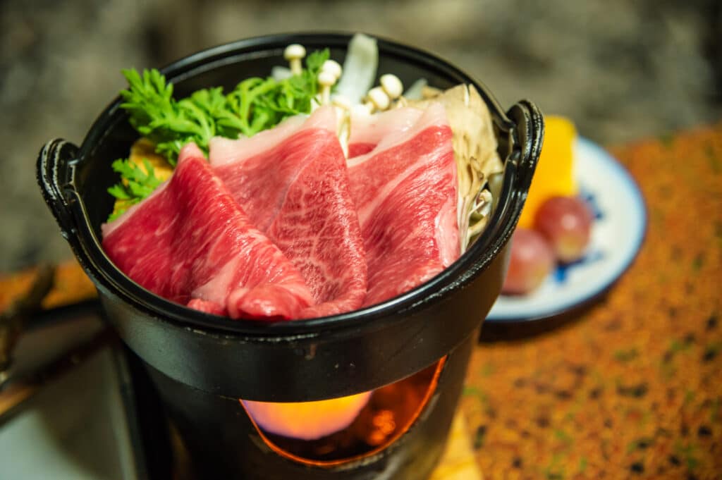 Premium Hida beef served in Takayama restaurant