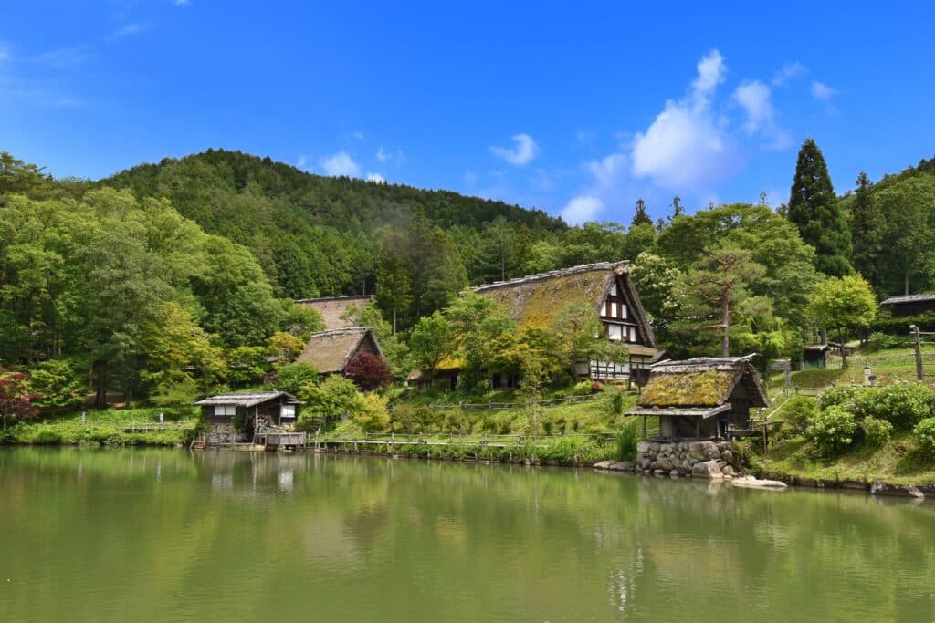 Traditional farmhouses at Hida Folk Village in Takayama