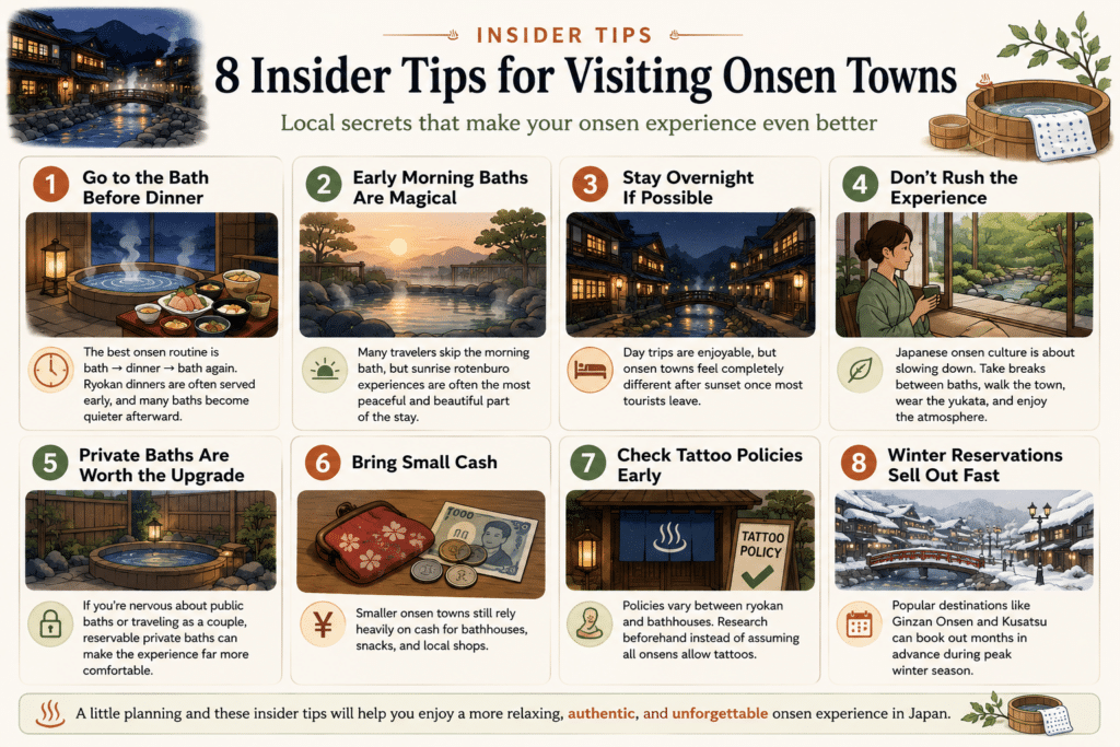 Illustrated insider tips for visiting onsen towns in Japan