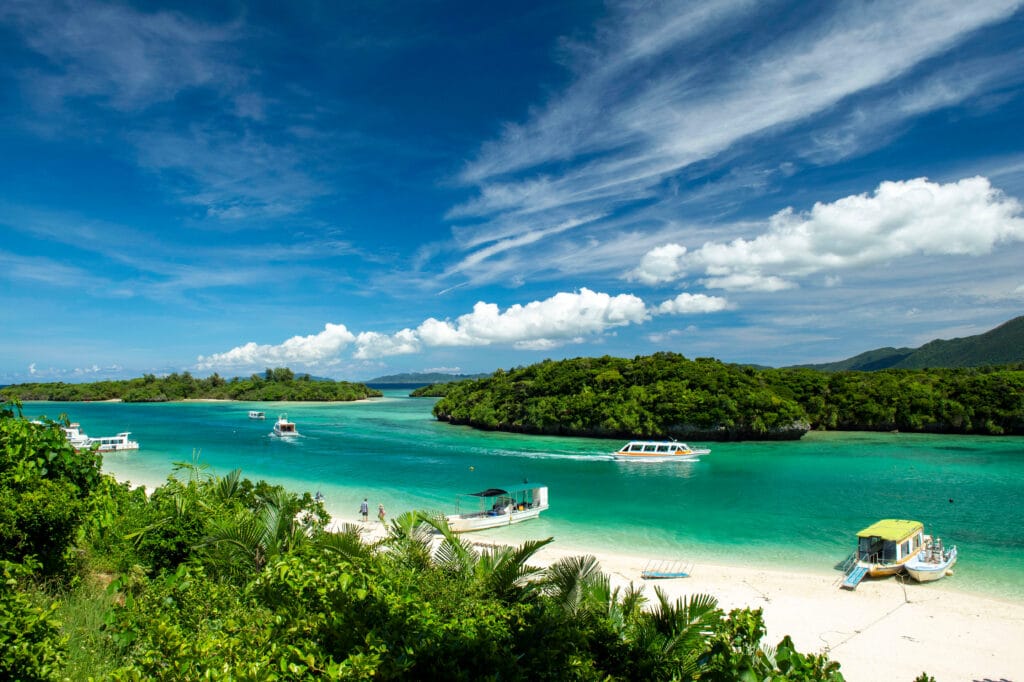 Tropical island scenery and turquoise water in Ishigaki Okinawa