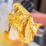Gold leaf ice cream dessert in Kanazawa Japan
