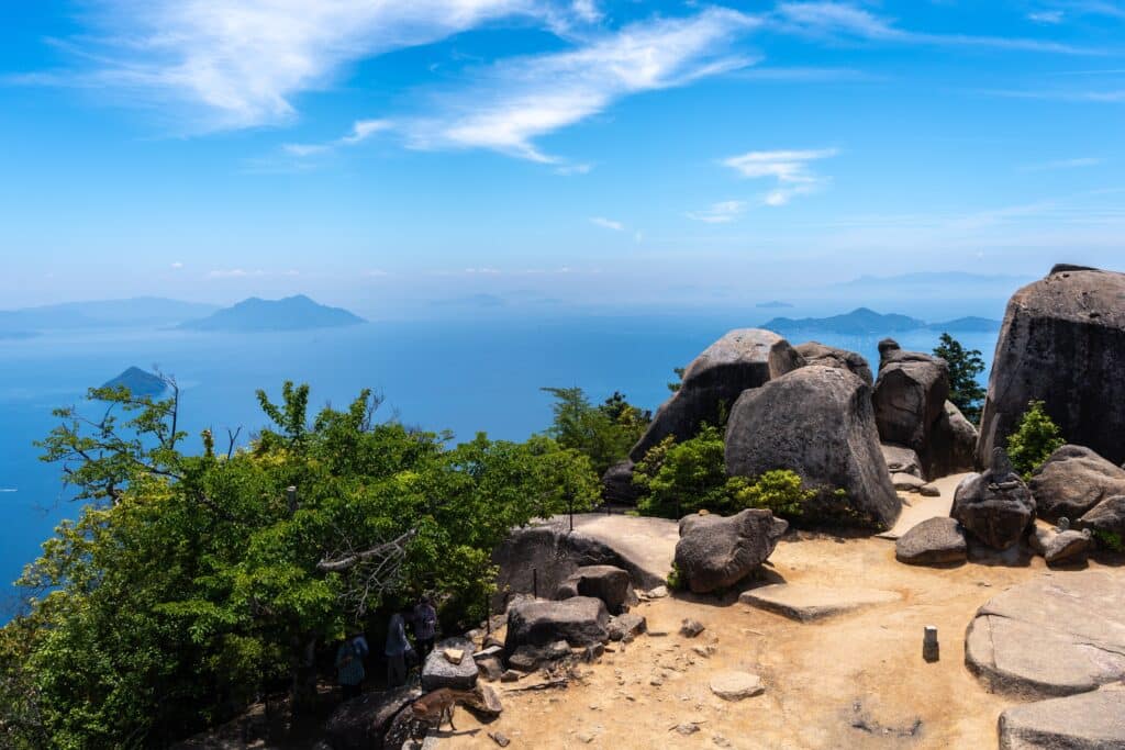 Panoramic view from Mount Misen overlooking the Seto Inland Sea and surrounding islands