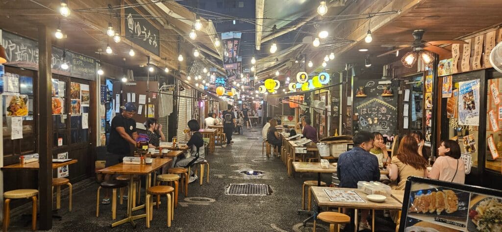 Traditional izakaya alley and nightlife atmosphere in Naha Okinawa