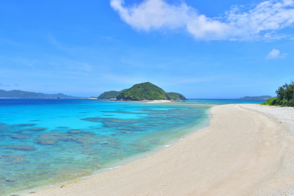 Tropical beach and turquoise water in the Kerama Islands Okinawa Japan