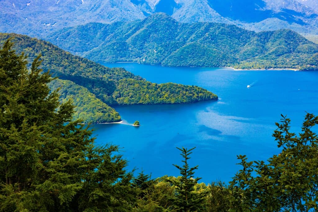Scenic mountain and lake landscape in Oku-Nikko