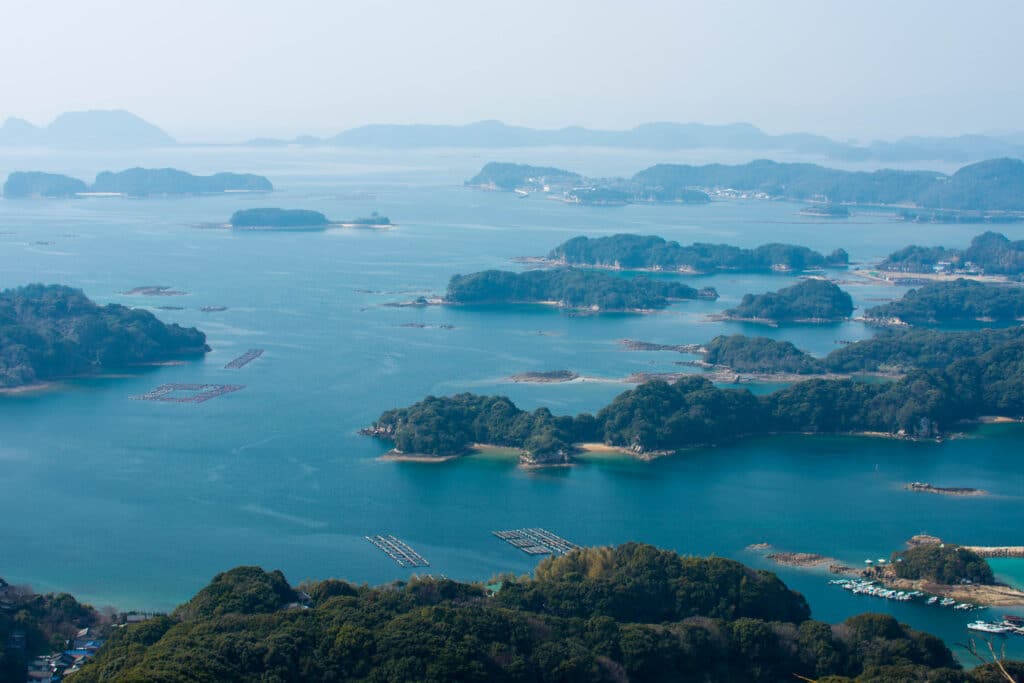 Scenic view of Kujukushima Islands near Sasebo in Nagasaki Prefecture
