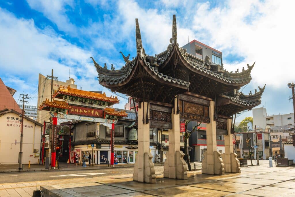 Traditional Chinese gate marking the entrance to Nagasaki Chinatown